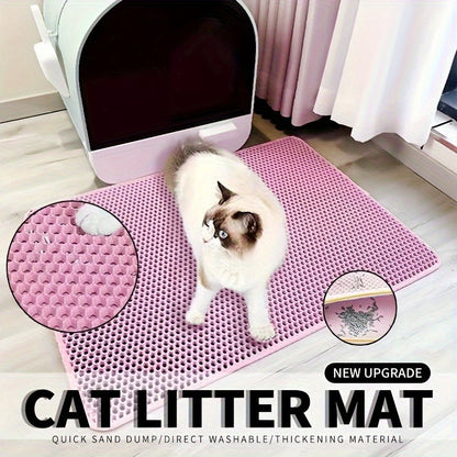 1 tapete grande para caixa de areia de gato - Design avançado de colmeia de camada dupla, impermeável à urina, fácil limpeza, controle de sujeira, mantenha limpo