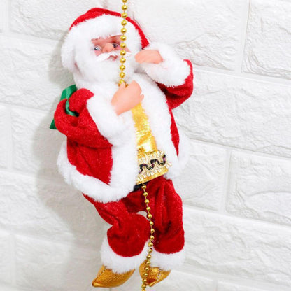 Santa Claus Climbing Rope Musical Electric Christmas Decor for Holiday Party Home Office Living Room Apartment Decorations