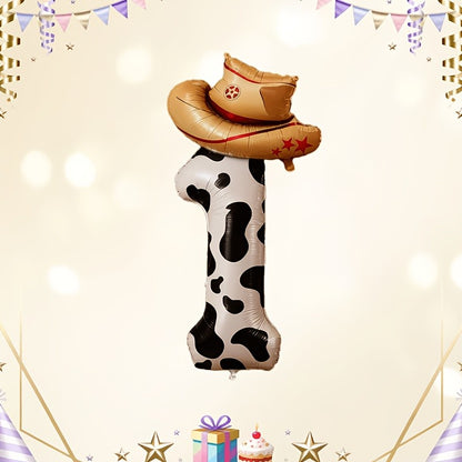 2pcs-40 inch 0-9 digital and hat balloon set, suitable for birthdays, farm themed parties, and New Year celebrations