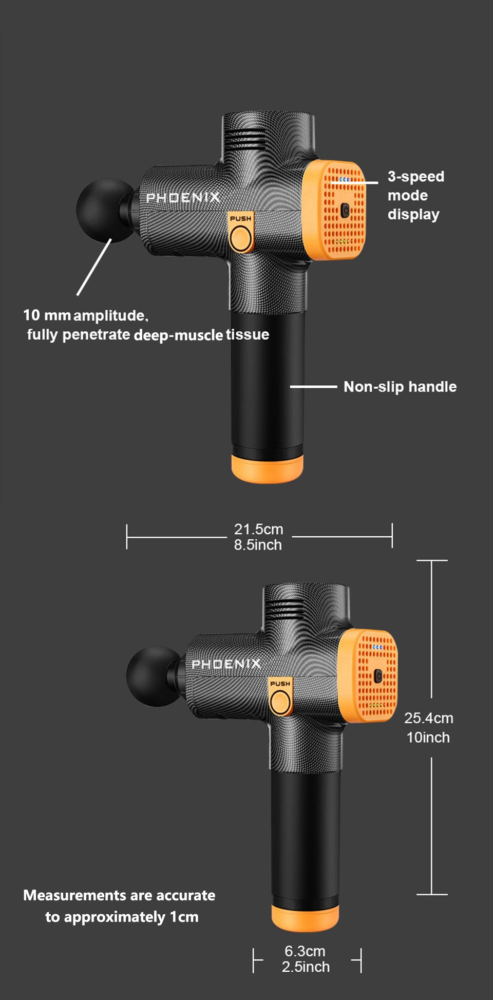 Phoenix A2 Massage Gun Relaxamento Muscular Massageador de Tecido Profundo Vibrador Dinâmico Costas Portátil de Mão Display Pistola de Fáscia Massagem