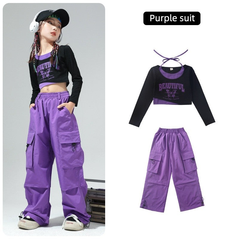 Roupa de Bebê Roupa Infantil da Moda Calças Cargo Menina Dança Hip-hop Roupa Larga de Rua Calças Infantis Casuais Meninas