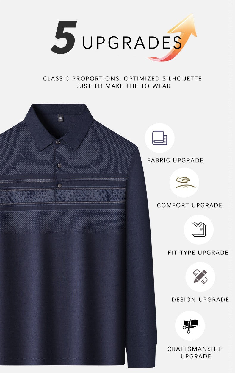 BROWON Polo Tee Shirt for Man 2025 Autumn New Luxury Men Long Sleeve T shirt Business Casual Slim Tops for Man Designer Clothes