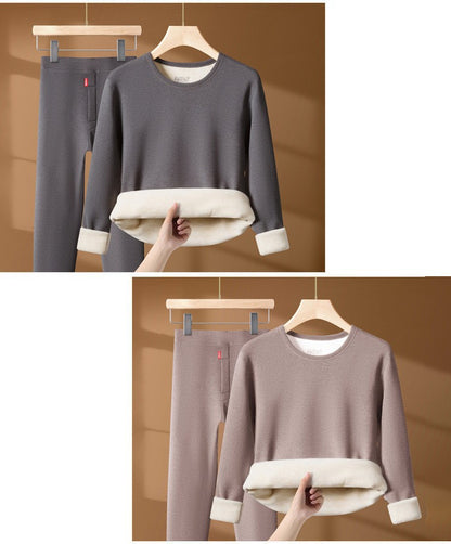 Winter Thermal Underwear Set For Men And Women Thick Velvet Lining Suitable For Wearing Cold Warm Underwear's Top And Bottoms