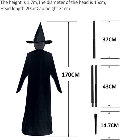 Light-Up Witches with Stakes Halloween Decorations Outdoor Holding Hands Screaming Witches Sound Activated Sensor Decor