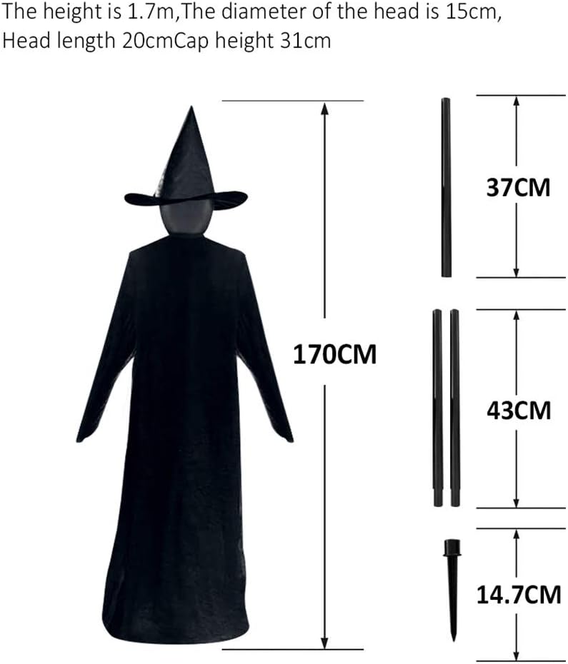 Light-Up Witches with Stakes Halloween Decorations Outdoor Holding Hands Screaming Witches Sound Activated Sensor Decor