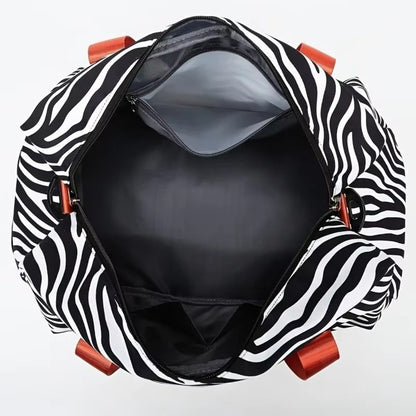 Portable Large Capacity Travel Duffle Bag Nylon with Animal Print Weekender Overnight Bag Waterproof Storage Bag Sports Gym