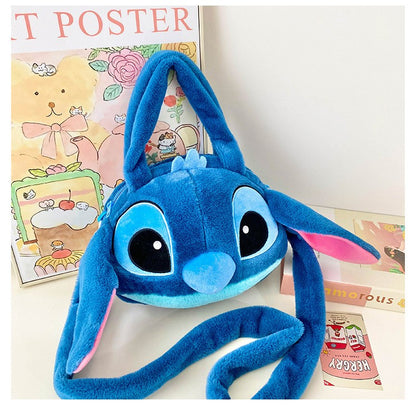 Kawaii Disney Stitch Bag Plush Backpack Bagpack Double Shoulder Crossbody Bag Storage Pouch Plushie Anime Toy Gift for Girls