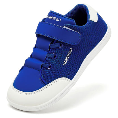 HOBIBEAR Kids Wide Toe Barefoot Shoes Boys Girls  Minimalist Sneakers Lightweight Hook Loop Mesh Artificial Leather Shoes