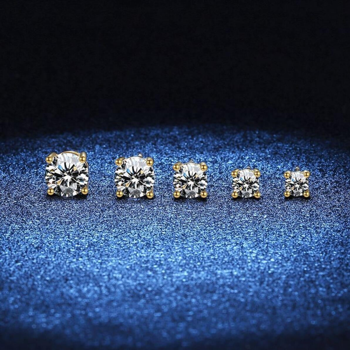 Certified Original 925 Silver Gold Stud Earrings for Women Men 3.5mm 4mm 5mm 6mm 6.5mm Moissanite 4 Claw Earring Fine Jewelry