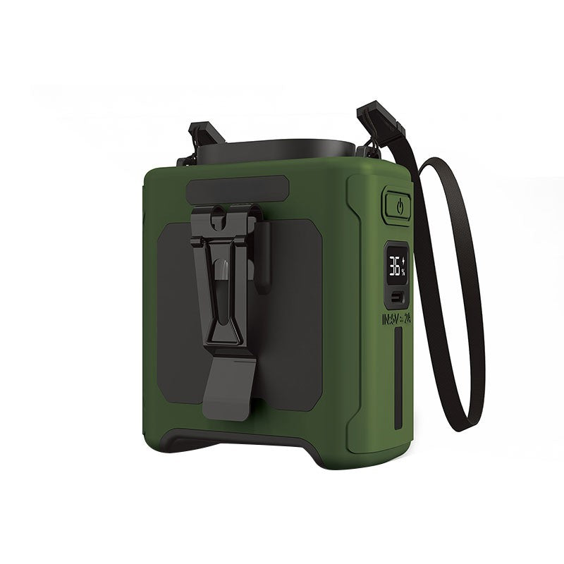 10000mAh Waist Fan Portable Handheld Hanging Neck Fan Ultra-Strong Wind with Phone Charging LED Light for Outdoor Working