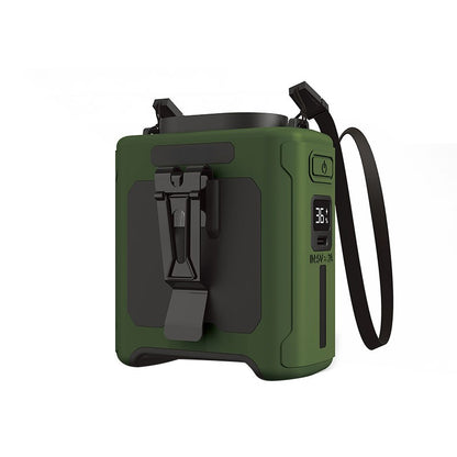 10000mAh Waist Fan Portable Handheld Hanging Neck Fan Ultra-Strong Wind with Phone Charging LED Light for Outdoor Working