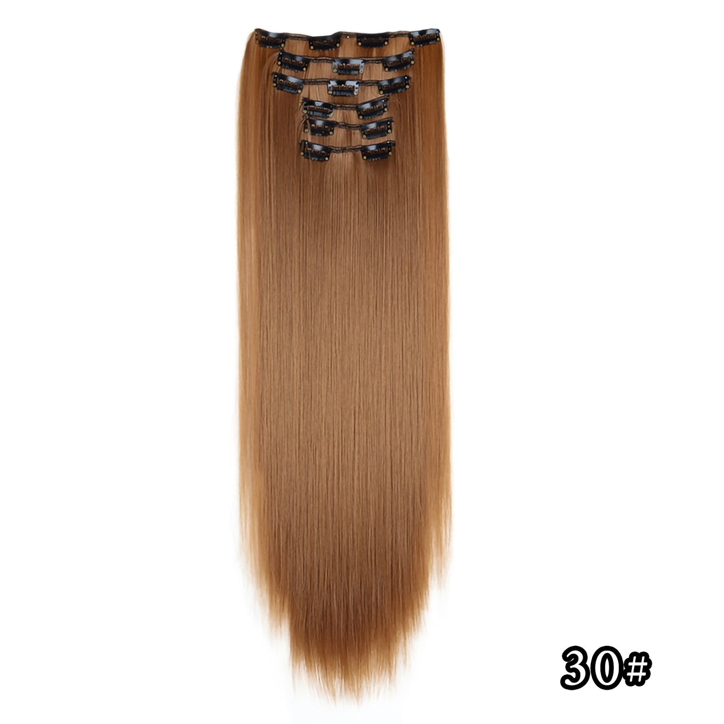 Apliques de Cabelo Natural de 24 Polegadas Cabelo Sintético para Mulheres Kit de Fios de Cabelo 16 Tic-Tacs em 6 Peças Apliques Mechas de Cabelo