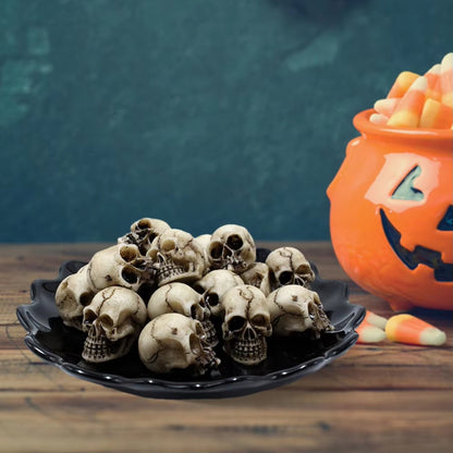 20Pcs Mini Skull Model Collectable Halloween Gothic Skull Sculptures Creative Festival Theme Landscape Garden Potted Plant Decor