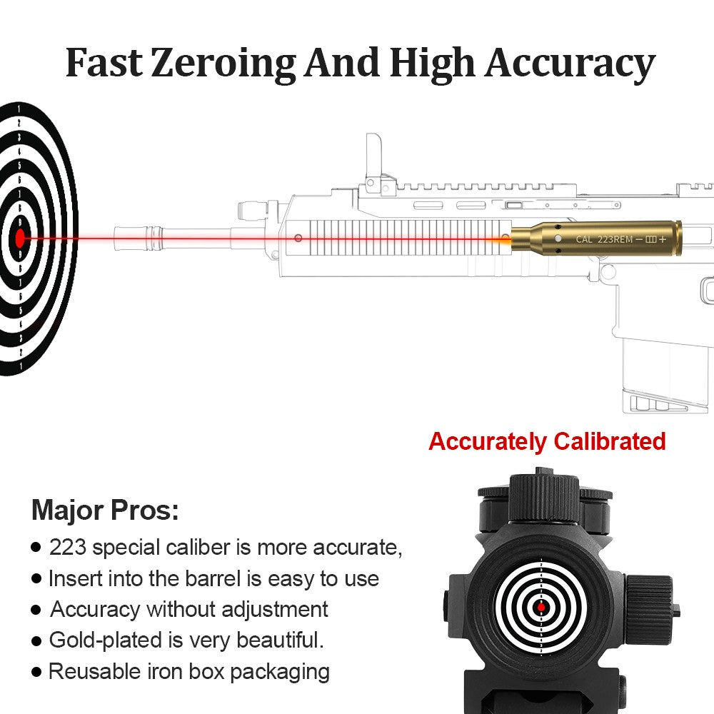 223REM Optics Cartucho Ponto Vermelho Laser Boresight Latão Calibrador Para Pistola Rifle Escopo Acessórios de Caça 6 Bater