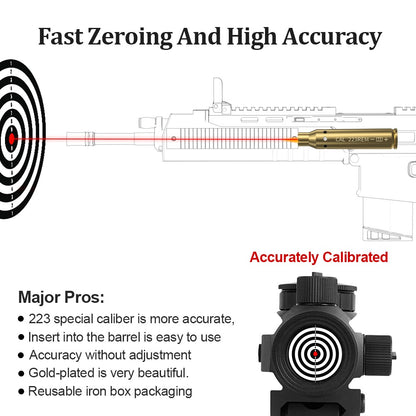223REM Optics Cartucho Ponto Vermelho Laser Boresight Latão Calibrador Para Pistola Rifle Escopo Acessórios de Caça 6 Bater