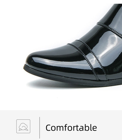 Fashion Buckle Leather Shoes For Men Big Size 46 Pointed Dress Shoes Man Quality Bussiness High Heels Shoes Man chaussure hommes