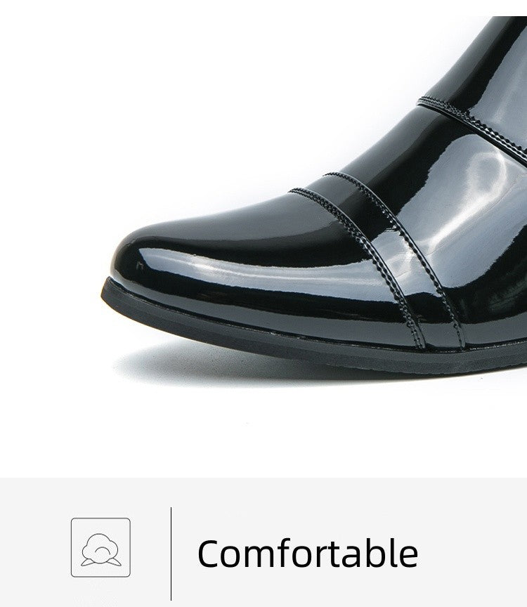 Fashion Buckle Leather Shoes For Men Big Size 46 Pointed Dress Shoes Man Quality Bussiness High Heels Shoes Man chaussure hommes