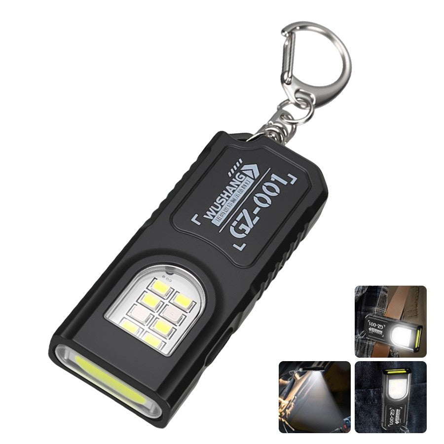 Mini COB LED Flashlight USB Rechargeable Torch with Magnetic Portable Powerful Working Light Outdoor Emergency Keychain Light