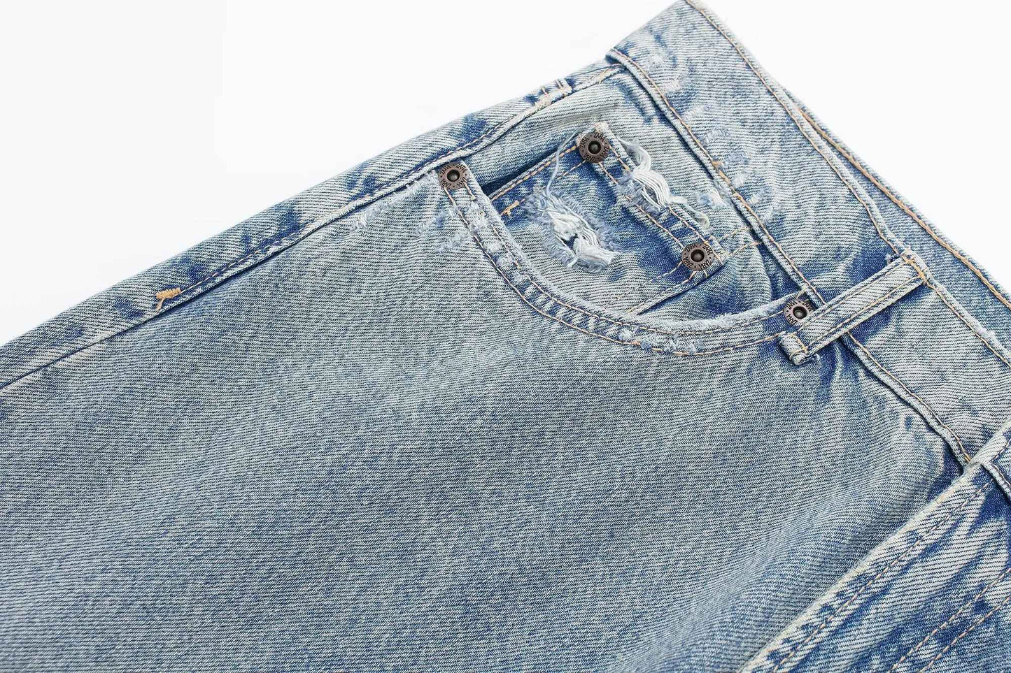 HH 2024 Women's Street Fashion Denim Blue Jeans Distressed Patchwork High Waist Zipper Fly Ripped Retro Long Pants