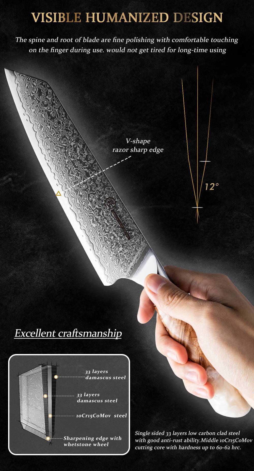 Grandsharp 1-6Pcs Kitchen Knife Set 67 Layer Damascus Steel Solidified Wood Handle Chef Utility Paring Knife with Gift Box
