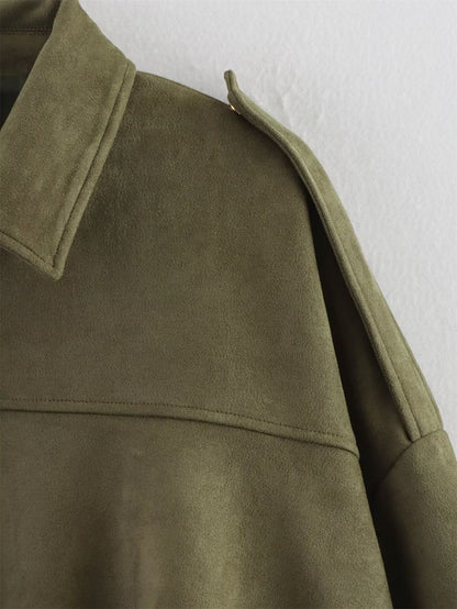 Women Lapel Zipper Solid Jacket Long Sleeve Autumn Winter Fashion Bomber Coat 2025 New In Retro Street Coats Lady Casual Jackets