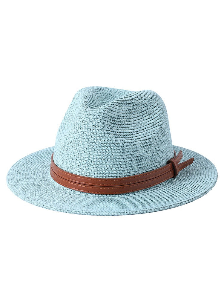 56-58-59-60CM New Natural Panama Soft Shaped Straw Hat Summer Women/Men Wide Brim Beach Sun Cap UV Protection Fedora Hat