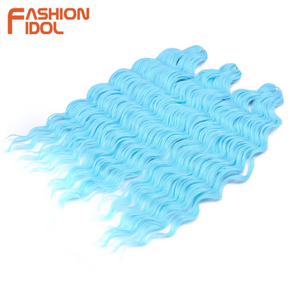 FASHION IDOL Cabelo de Crochê Torção Laranja Extensões de Cabelo Trançado de Onda Profunda Sintética Cabelo Onda de Água 24 Polegadas Fibra Resistente ao Calor
