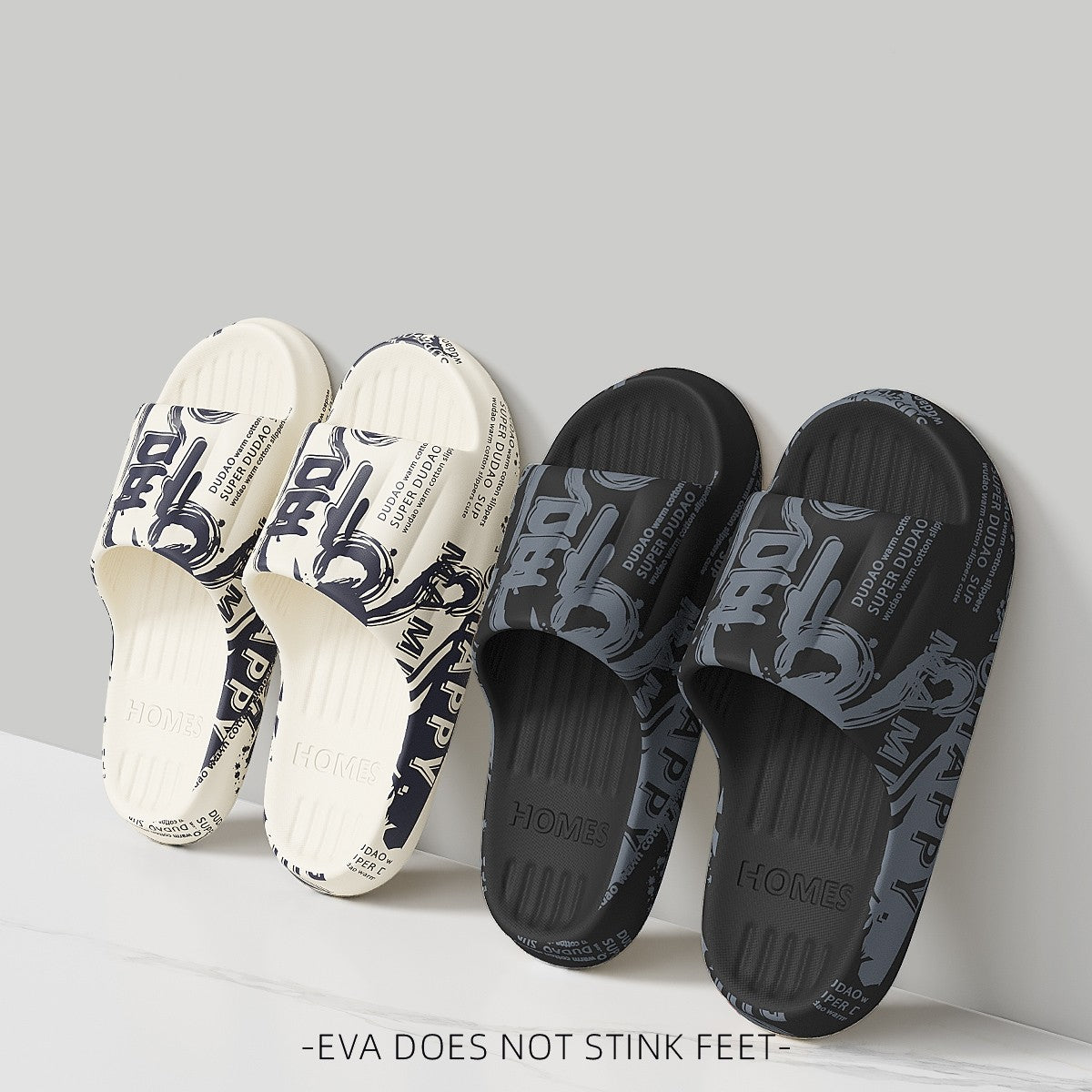 Summer Plus Size 48-49 Graffiti Bear Print Men Slippers Home Flip Flops Thick Couple Women Beach Shoes Sandals
