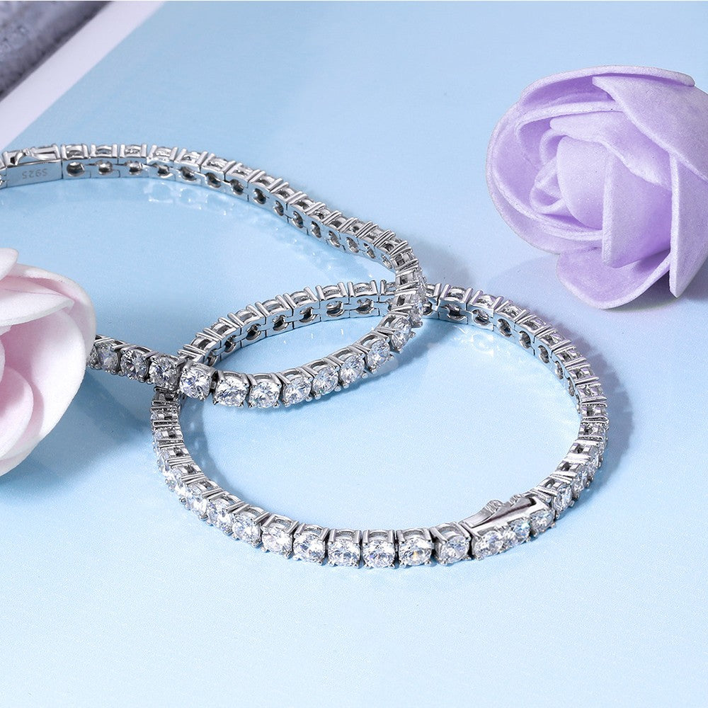 ORSA JEWELS Authentic 925 Sterling Silver Tennis Chain Bracelet Moulding Process Hanmade High-end Hand Chain for Man Woman SB128