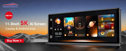 K2 Pro 11.3" DVR Automotivo 4K Câmera Sem Fio Carplay Android Auto Tela AI Câmera de Painel Gravador de Vídeo de Lente Dupla GPS de Navegação de Painel