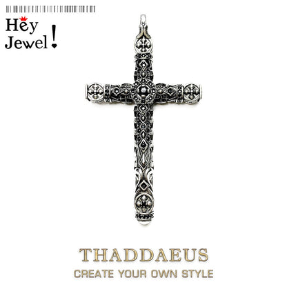Richly Ornamented Cross Pendant Brand New Fine Jewelry Bijoux Accessories 925 Sterling Silver Gift For Woman Men