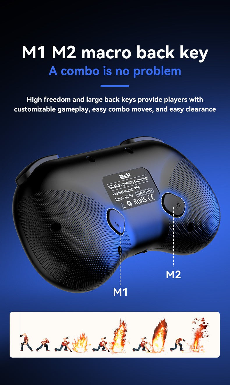 Y04 Game Controller 6-key Fighting Game Controller with Adjustable Height Hall Joystick Supporting PC/IOS/Switch/Android