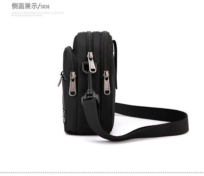 Fashion 3 Layers Men Small Shoulder Bag High Quality Durable Nylon Male Handbag Portable Messenger Bag Flap Mini Waist Bag