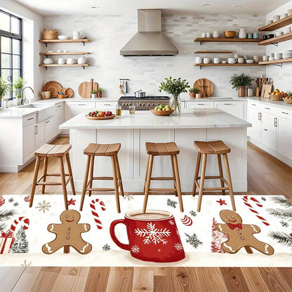 VIKAMA Christmas Carpet Gingerbread  Kitchen Rug Doormat Welcome Mat Runner Rug Winter Rug For Bedroom Warm Carpet For Live Room