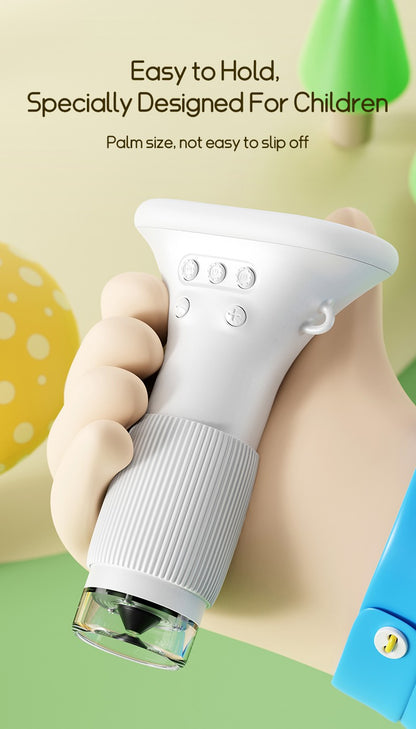Microscópio Infantil Portátil de Bolso Tela IPS de 2 Polegadas Microscópios Digitais Portáteis de 1000X com 8 Luzes LED Ajustáveis