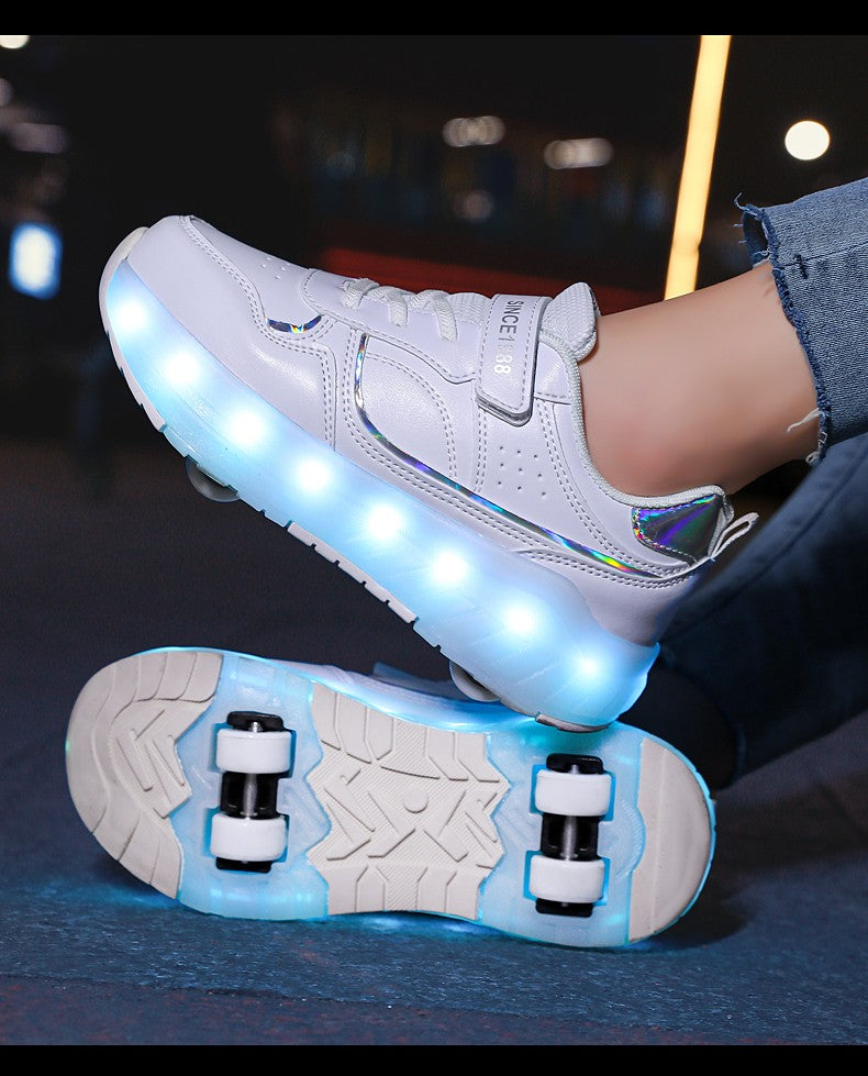 Luminous Roller Skate Shoes Wheels Removeable Sneakers Kids Roller Shoes USB Charge Light Up Sport Skate Board Shoes Boys Girls