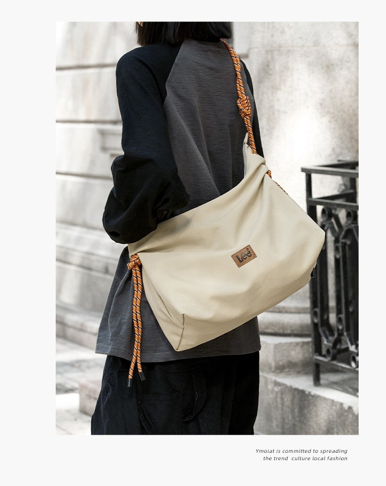 LEE Unisex Denim Blue Soft Pillow Shoulder Bags Beige Casual Simple Utility Light Ladies Large High Capacity Hobo Crossbody Bag