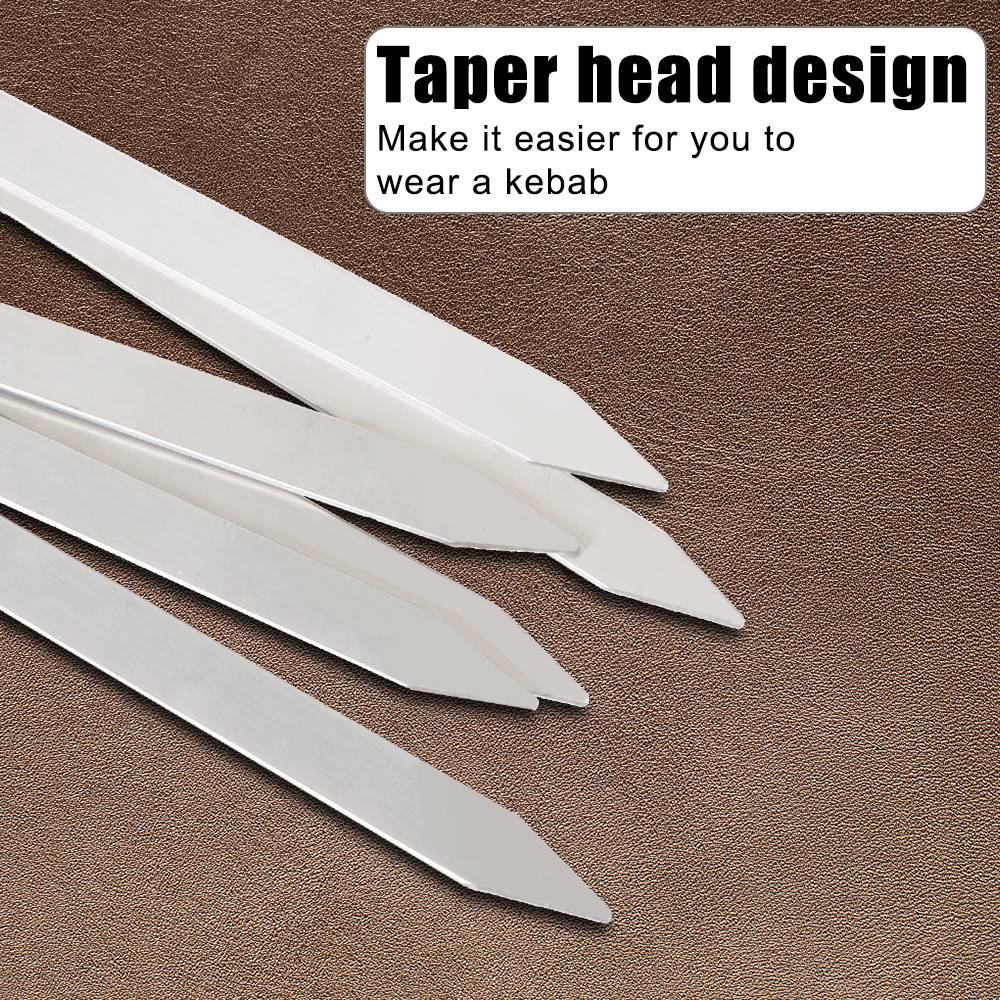 Wide BBQ Sticks BBQ Utensil Flat BBQ Fork Outdoor Camping Picnic Reusable Grill Sticks 6Pcs Stainless Steel Barbecue Skewer