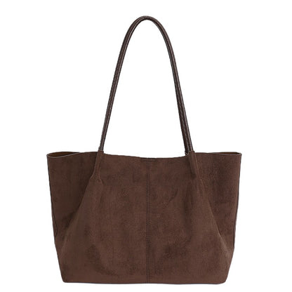 LEFTSIDE Women Faux Suede Shoulder Bag 2025 Winter Retro Soft Tote Bag Luxury Designer Trend Female High Capacity Handbags