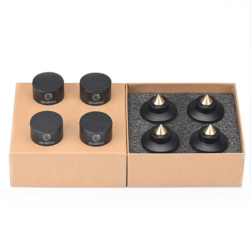 HiFi 4Pcs Speaker Spike Suporte Pés Almofadas Liga de Alumínio Mixer Fibra de Carbono Ajustável Pinos Amortecedores para Caixas de Som