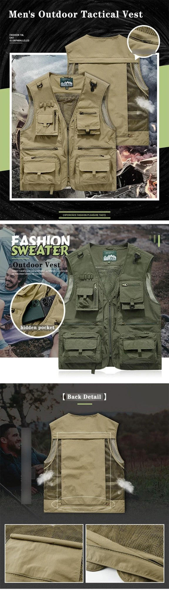 Colete Masculino de Malha com Vários Bolsos Secagem Rápida Sem Mangas Jaqueta Repórter Solto Casual Fino para Pesca Colete Masculino