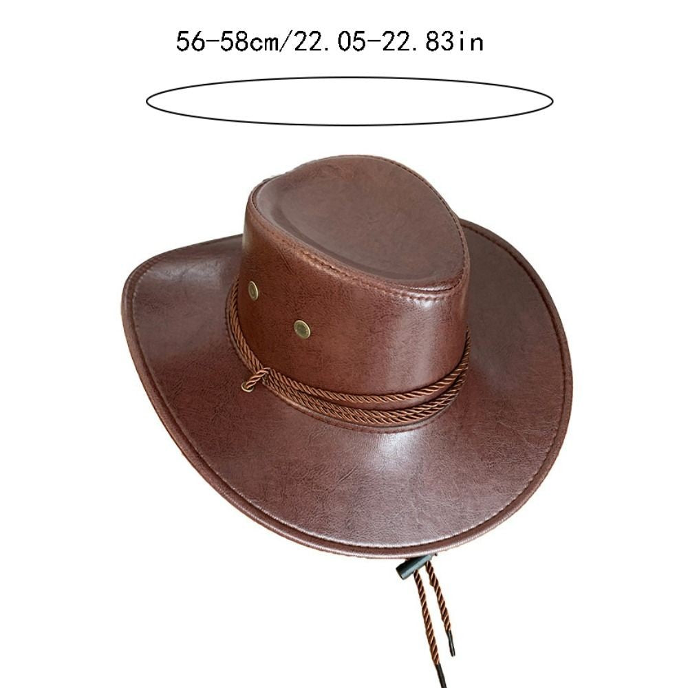 Cool Ethnic Style Western Cowboy Hat Roll Brim Wide Brim Cowgirl Jazz Hat Solid Color Polyester Visor Cap Cycling
