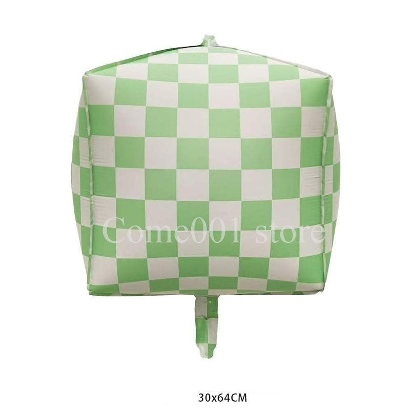 2PCS 4D Checkerboard Square Foil Balloons Birthday Party Accessories Fashion Photo Props Home Decoration