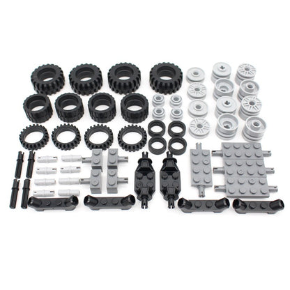 56 unidades/lote Moc Roda Técnica Blocos de Construção Tijolos Pino Pneu Eixo Conector Carro Tecnologia Automóvel Peças Conjunto Brinquedo