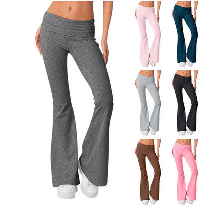 Women Flare Leggings High Waist Wide Leg Yoga Pants Seamless Fitness Workout Tights Gym Sports Trousers Casual Slimming Clothing