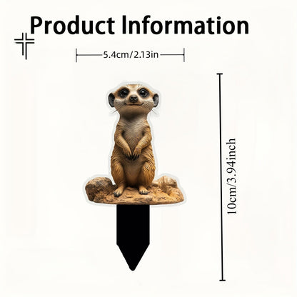 1Pc 2D Flat Acrylic Hamster Garden Stake - Cute Smiling Meerkat with Wise Eyes, Ideal for Lawn & Potted Plants Outdoor Decor