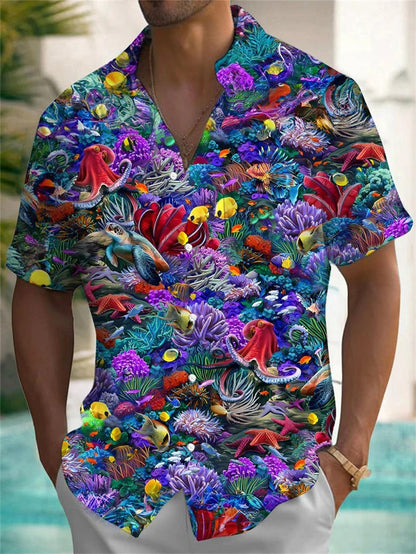Summer Parrot 3D Printed Shirt Men's Fashion Shirt Single breasted Short sleeved Hawaiian Shirt Men's New Style