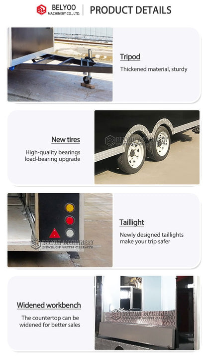 Carrinho de comida para fábrica, caminhão de tacos, trailer de churrasco móvel, carrinho de sorvete, trailer de concessão, carro de venda de suco, trailers de comida totalmente equipados