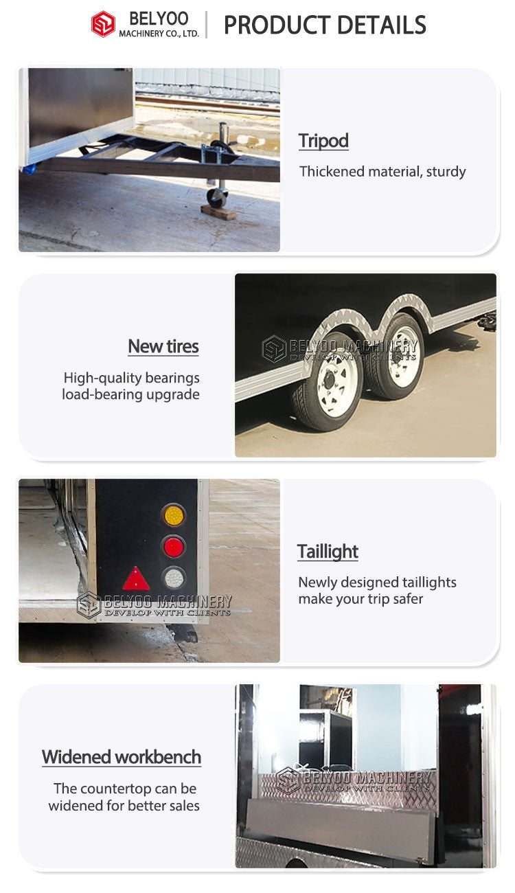 Carrinho de comida para fábrica, caminhão de tacos, trailer de churrasco móvel, carrinho de sorvete, trailer de concessão, carro de venda de suco, trailers de comida totalmente equipados