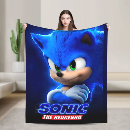 Manta Macia com Estampa de Pelúcia S-Sonic Retrô Desenho Animado Para Ar Livre Decorativa Flanela Cobertor de Cama